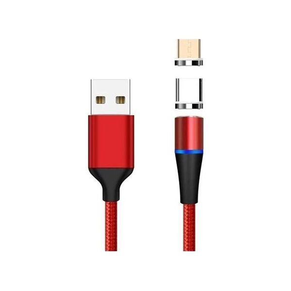 Kabel USB PremiumCord USB-A - microUSB + USB-C 1 m Czerwony (ku2m1fgr)