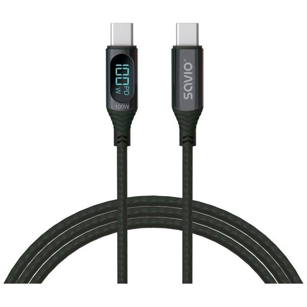 Kabel USB Savio USB-C - USB-C 1 m Czarny (SAVKABELCL-174)