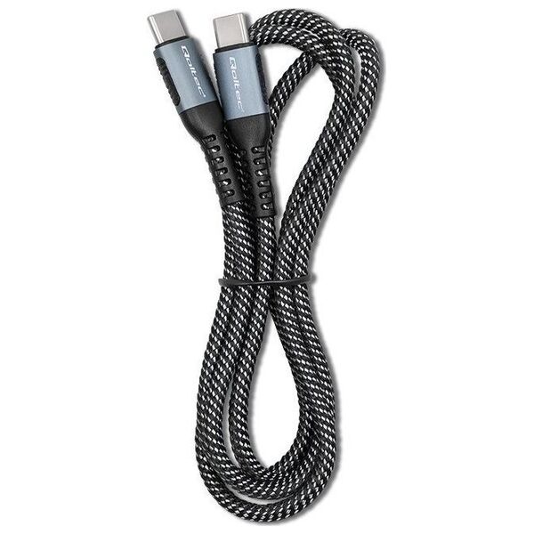 Kabel USB Qoltec USB-C - USB-C 1.5 m Czarno-biały (52358)