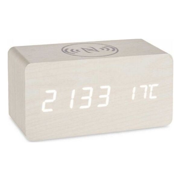 Gift Decor Cyfrowy Zegarek Stacjonarny Biały PVC Drewno MDF (15 x 7,5 x 7 cm)