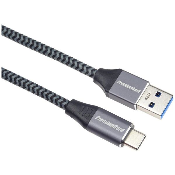 Kabel USB PremiumCord USB-A - USB-C 1 m Czarno-szary (ku31cs1)