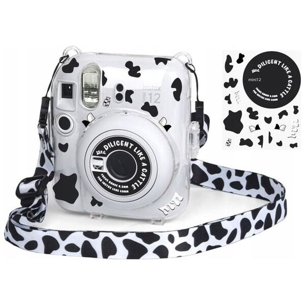 Pokrowiec LoveInstant Futerał Etui Case Pokrowiec Do Fujifilm Instax Mini 12 + Naklejki / Krówka