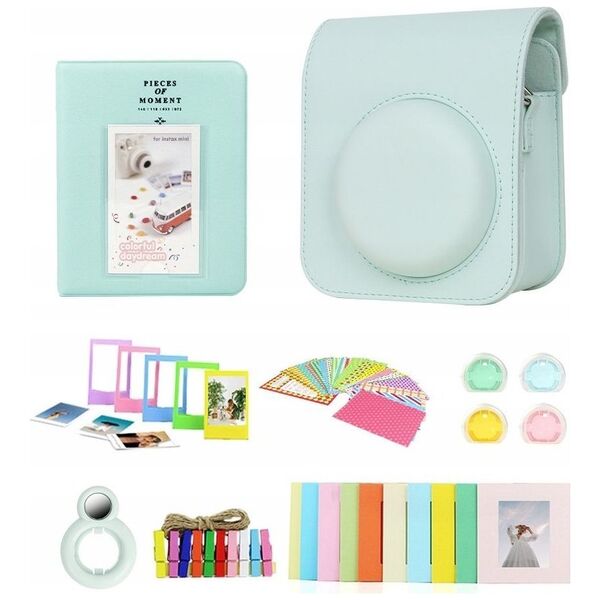 Pokrowiec LoveInstant Zestaw 8w1 Akcesoria Do Fujifilm Instax Mini 12 / Zielony - Miętowy