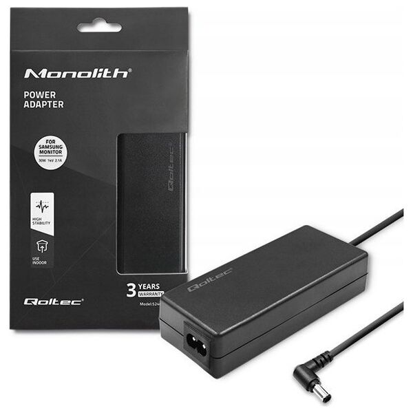 Qoltec Zasilacz sieciowy do monitora Samsung 30W | 14V | 2.1A | 6.5*4.4 | + kabel zasilajšcy