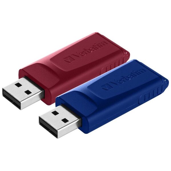 Pendrive Verbatim Verbatim USB flash disk, USB 2.0, 32GB, Slider, niebieski, czerwony, 49327, USB A, usb z wysuwanym złączem. 2 szt