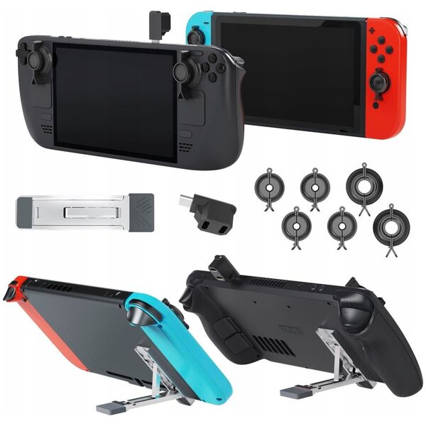 JYS Zestaw Do Steam Deck / Nintendo Switch Oled / Osłony Na Joystick + Adapter Na 2x Type-c + Stojak / Jys-sd015