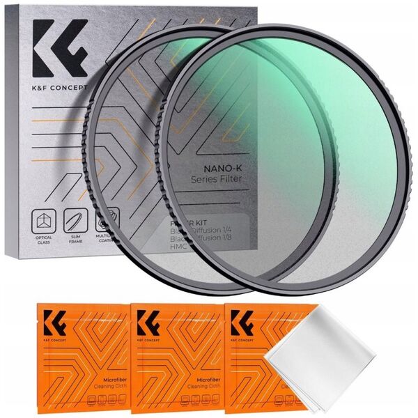 Filtr Kf Zestaw Filtrów 2w1 Filtr Black Diffusion 1/4 Oraz 1/8 K&f Concept Na 55mm / Sku.1711v1