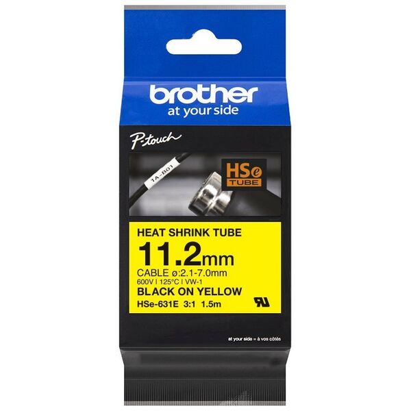 Brother Brother Etykieta 11.2MM BLACK ON YELLOW HEAT SHRINK TAPE