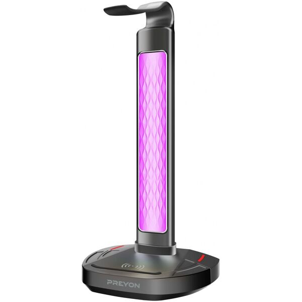 PREYON Stojak na słuchawki Heron Beak RGB, ładowarka, hub USB (PHB41B)