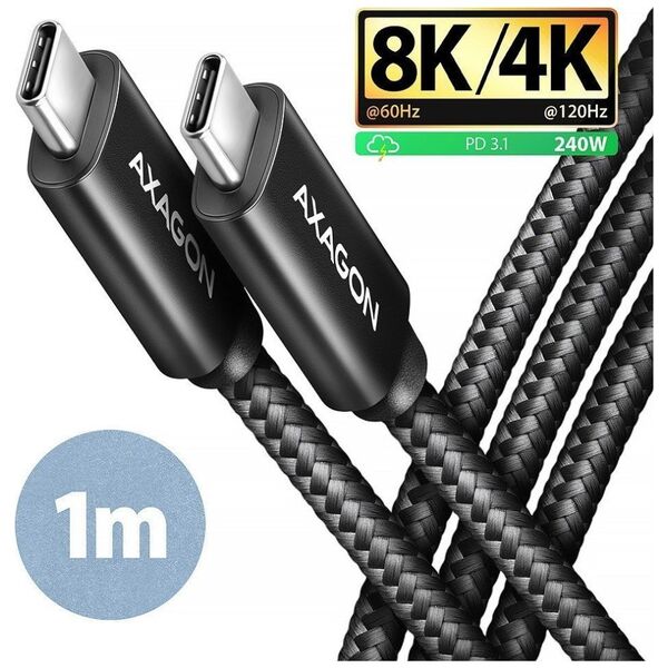 Kabel USB Axagon USB-C - USB-C 1 m Czarny (BUCM4X-CM10AB)