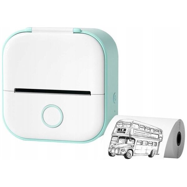 Drukarka etykiet Phomemo T02 Drukarka Termiczna Bluetooth Do Zdjęć Naklejek Notatek Etykiet / Biało - Zielona