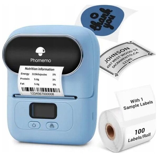 Drukarka etykiet Phomemo Phomemo M110 Drukarka Termiczna Bluetooth 20-50mm Do Etykiet Samoprzylepnych Naklejek Zdjęć Notatek Grafik / Niebieski