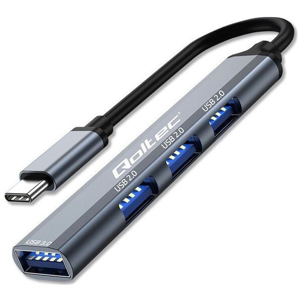 HUB USB Qoltec HUB adapter USB-C 3.1 4w1 | USB 3.0 | 3x USB 2.0