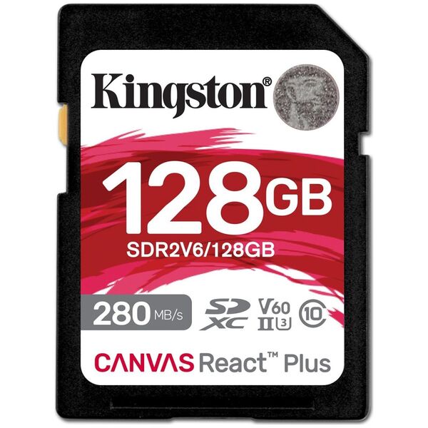 Karta Kingston Canvas React Plus SDXC 128 GB Class 10 UHS-II/U3 V60 (SDR2V6/128GB)
