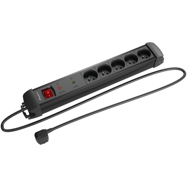 Listwa zasilająca Lanberg SP1 przeciwprzepięciowa 5 gniazd 3 m czarna (SP1-05E-0300-BK)