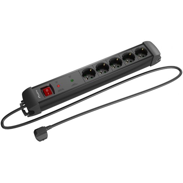 Listwa zasilająca Lanberg SP1 przeciwprzepięciowa 5 gniazd 5 m czarna (SP1-05F-0500-BK)