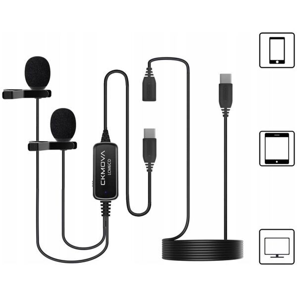 Mikrofon CKMOVA CKMOVA LCM6CD - podwójny mikrofon krawatowy na USB C