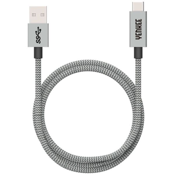 Kabel USB Yenkee USB-A - USB-C 1 m Srebrny (YCU 331GY)
