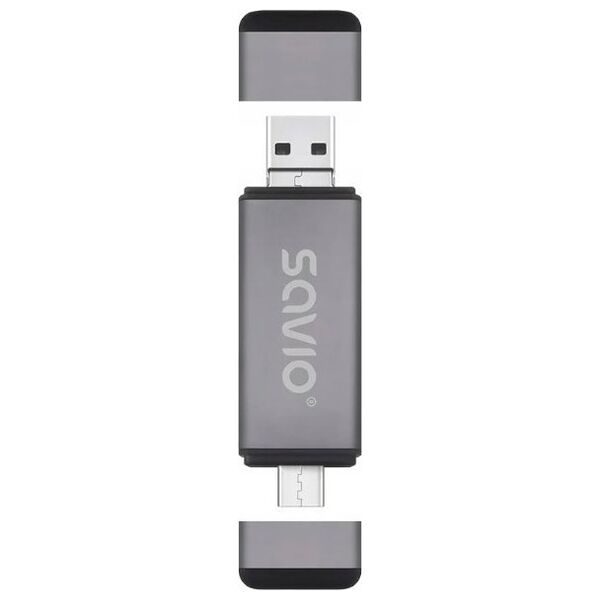 Czytnik Savio Czytnik kart SD 3w1, USB-C+ USB-A 2.0+ Micro USB, AK-72