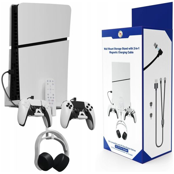 JYS Uchwyt Ścienny Na Ścianę Wieszak + Kabel 2w1 Do Sony Playstation 5 Ps5 Slim / Jys-p5177