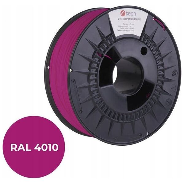 C-Tech Filament 3D C-TECH PREMIUM LINE PETG RAL4010 1,75mm 1kg Telemagenta