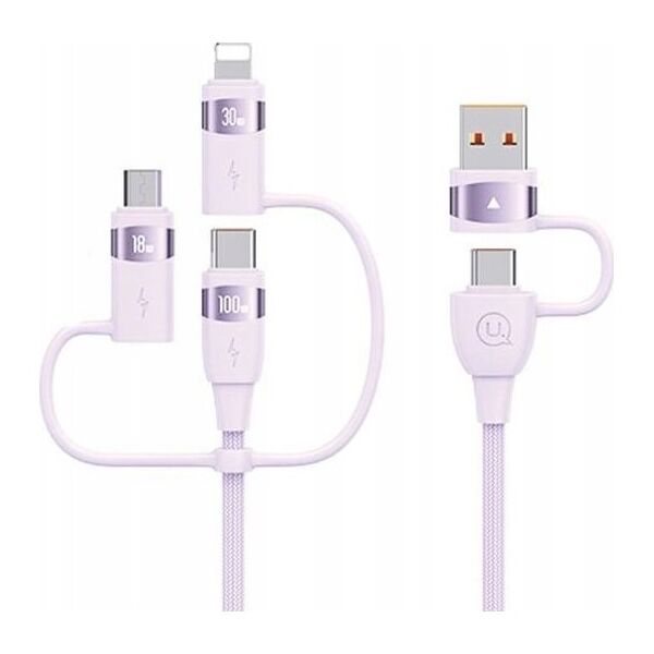 Kabel USB Usams USB-A - 2x USB-C + Lightning + microUSB 2 m Czarny