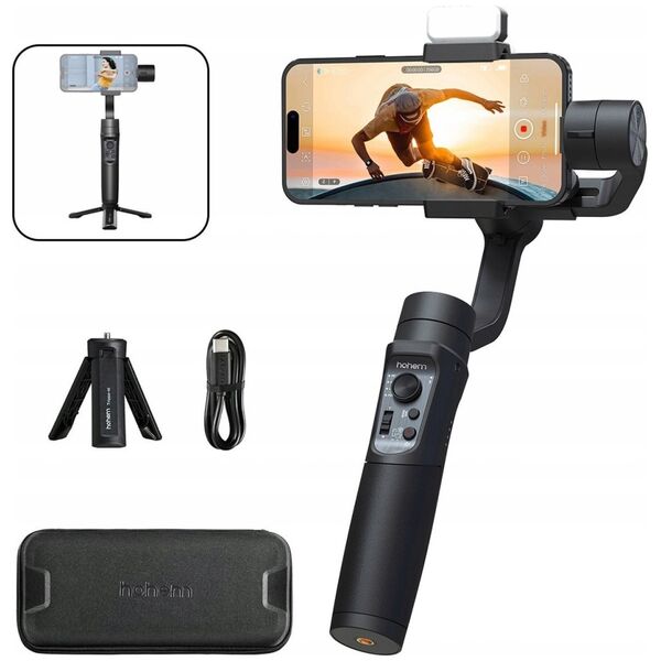 Gimbal Hohem Gimbal 3-os. Stabilizator Do Telefonu / Smartfona + Lampa Led / Hohem Isteady Mobile+ Kit 2024