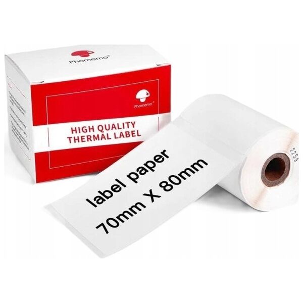 Phomemo Papier Przylepny Naklejki 100x Etykieta 70x80mm Phomemo M110 M120 M200 M220 / Xp7080-100