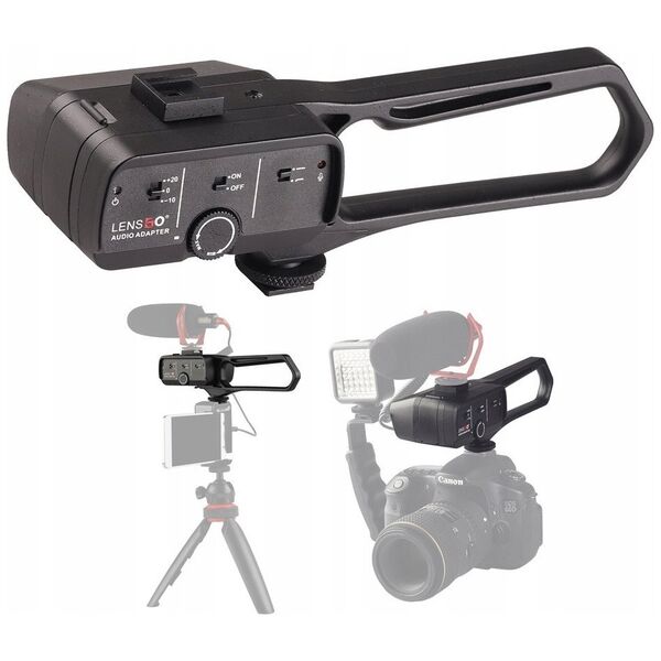 LensGo Regulator Wzmacniacz Dźwięku Do Mikrofonu + Grip Stabilizator Aparat Kamera / D1l
