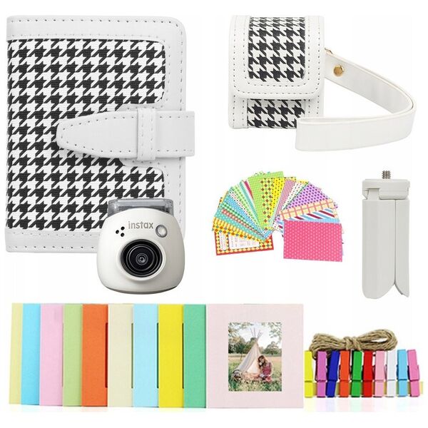 LoveInstant Zestaw 5w1 Akcesoria Etui Album Naklejki Ramki Statyw Do Fuji Instax Pal / Biały