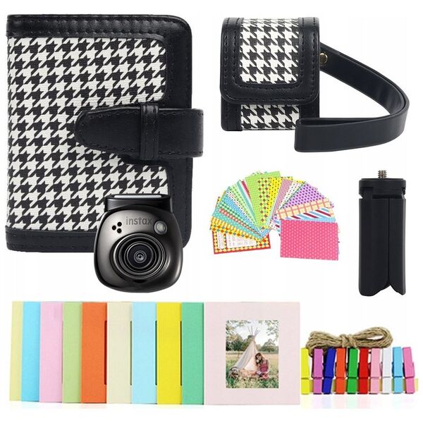 LoveInstant Zestaw 5w1 Akcesoria Etui Album Naklejki Ramki Statyw Do Fuji Instax Pal / Czarny