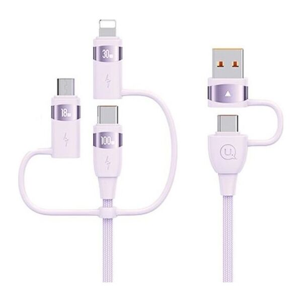 Kabel USB Usams USB-A - 2x USB-C + Lightning + microUSB 1.2 m Czerwony