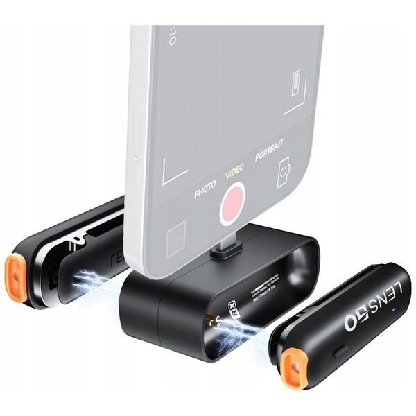 Mikrofon LensGo 2x Bezprzewodowy Mikrofon Krawatowy 50m na Telefon iPhone Lightning LensGo / 518C Mini