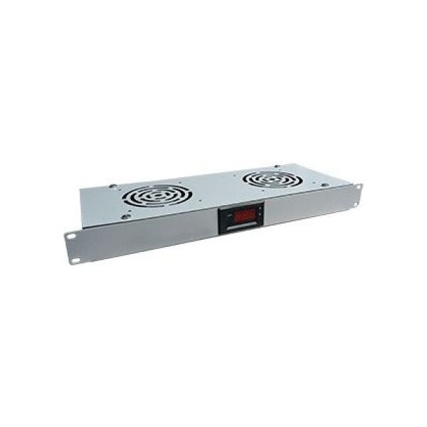ZPAS Panel wentylacyjny 19'' 1U 2, termostat, Szary (SA-F-1U-2-T-S)