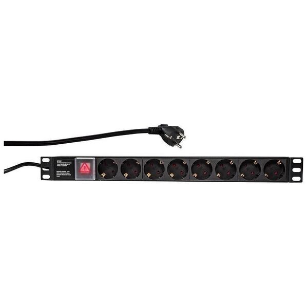 LogiLink Listwa zasilająca PDU 19" 1U 8x Schuko CEE 7/3 (PDU8C01)