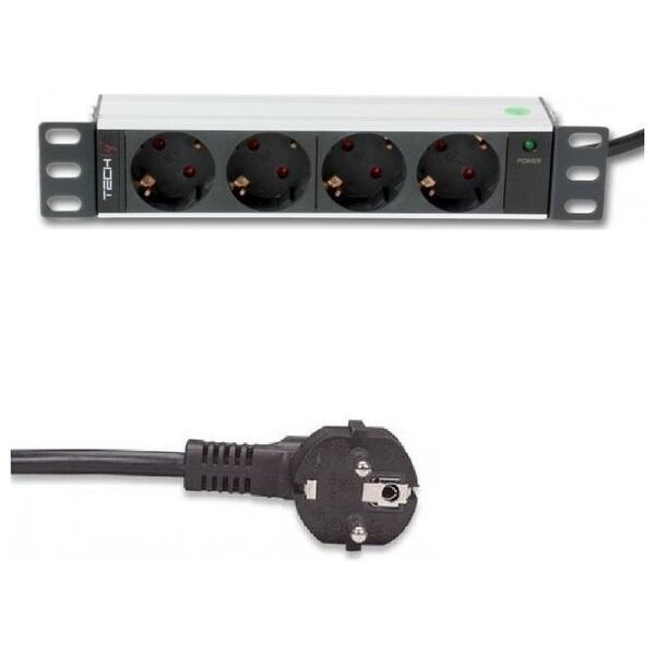 Techly Listwa zasilająca PDU 10" 1U 4x Schuko 1.8m (I-CASE M10-4D)