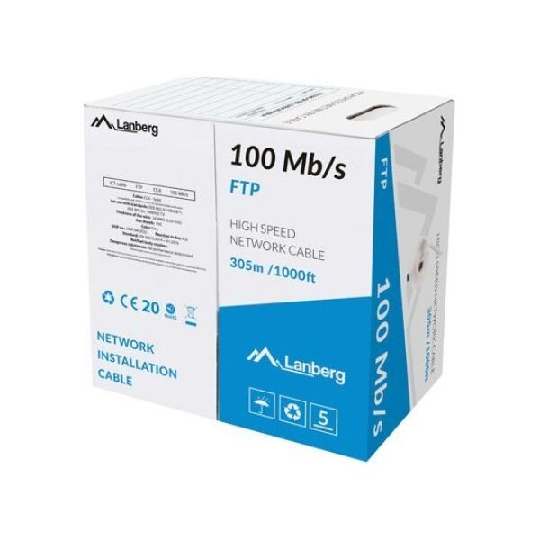 Lanberg LAN FTP 100MB/s 305m Drut CCA Szary (LCF5-10CC-0305-S)