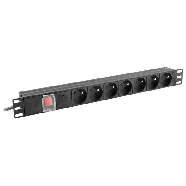 Lanberg Listwa zasilająca PDU 19" 1U 7x 230V PL 2m (PDU-07E-0200-IEC-BK)