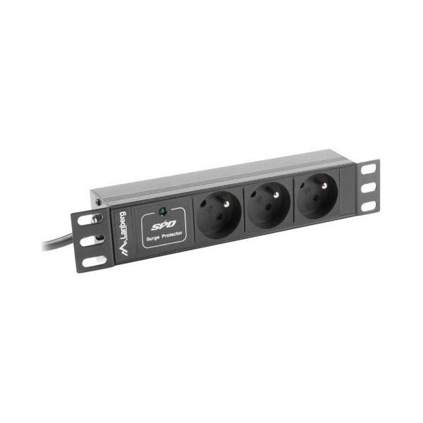 Lanberg Listwa zasilająca PDU 10" 1U 3x 230V PL 2m (PDU-03E-0200-BK)