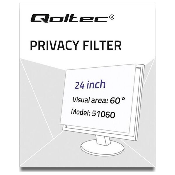 Filtr Qoltec prywatyzujący RODO | 24'' | 16:9