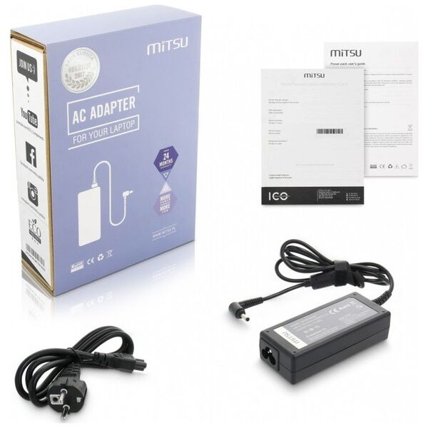 Zasilacz do laptopa Mitsu 65 W, 0.7 mm, 3.42 A, 19 V (ZM/AS19342E)