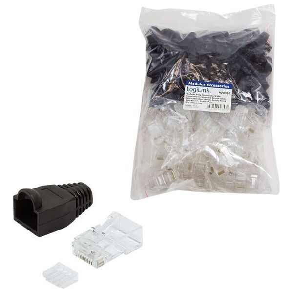 LogiLink Wtyki RJ45 CAT.6 100szt. UTP z osłoną, czarne-MP0024