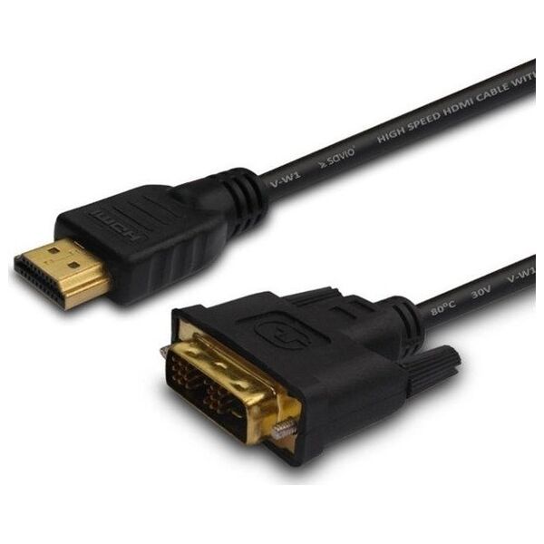 Kabel Savio HDMI - DVI-D 1.8m czarny (cl-139)