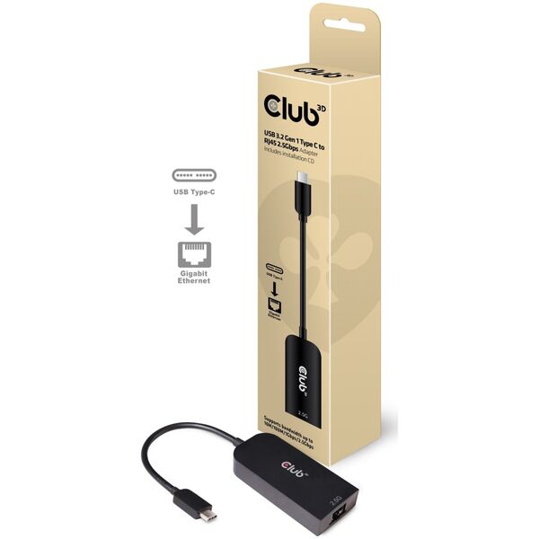 Karta sieciowa Club 3D Adap C3D Typ C 3.2 Gen1 -> RJ45 2.5Gbps