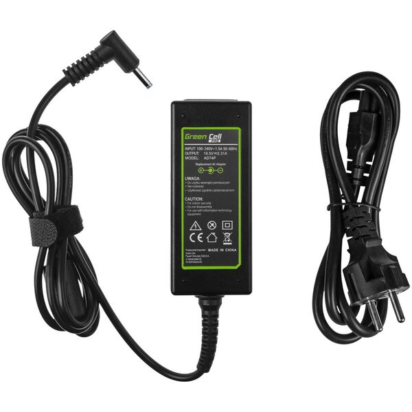 Zasilacz do laptopa Green Cell 45 W, 3 mm, 2.3 A, 19.5 V (AD74P)