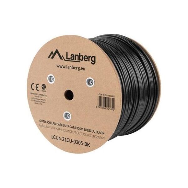 Lanberg Lanberg kabel instalacyjny UTP, kat. 6, drut OUTDOOR CU, 305m, czarny