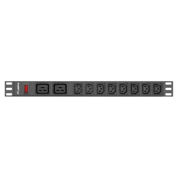 Lanberg Listwa zasilająca PDU 19" 1U 2x C19 + 8x IEC C13 2m (PDU-02I1908I-0200-C20-BK)