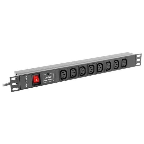 Lanberg Listwa zasilająca PDU 19" 1U 8x IEC C13 2m (PDU-08I-0200-C20-BK)