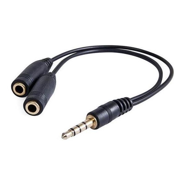 Kabel Jack 3.5mm - Jack 3.5mm x2 0.2m czarny