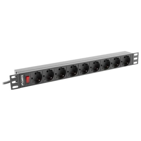 Lanberg Listwa zasilająca PDU 19" 1U 9x Schuko 3m (PDU-09F-0300-BK)